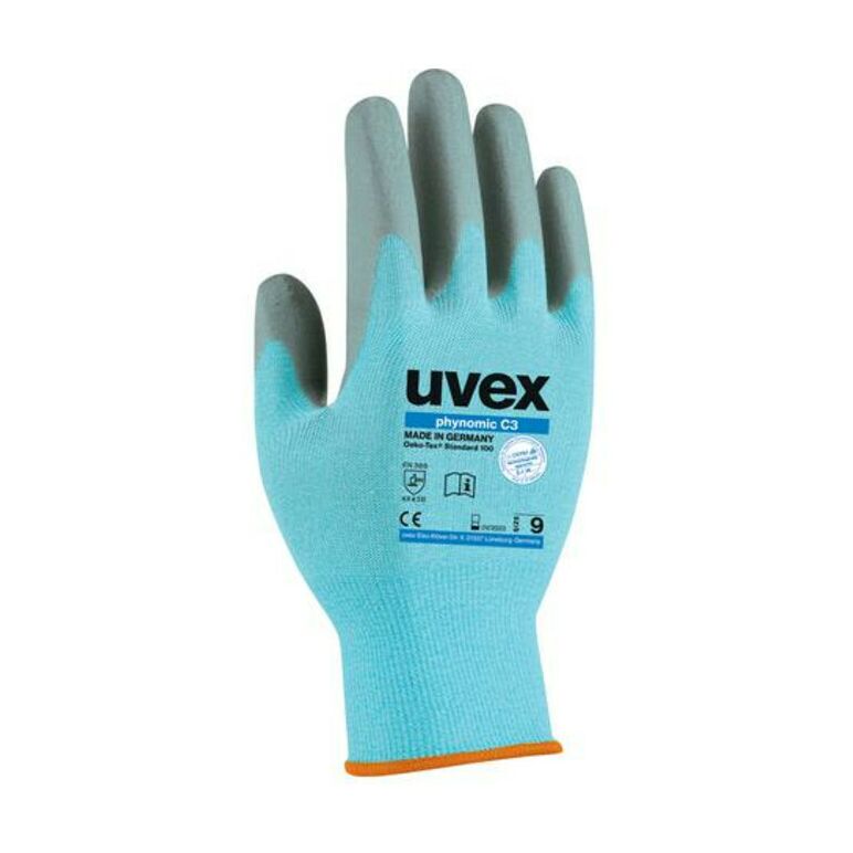 Uvex Schutzhandschuhe uvex phynomic C3, Innenhand und Fingerspitzen mit Aqua-Polymer-Schaum-Beschichtung, Größe 10, image 