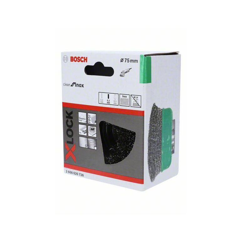 Bosch Topfbürste X-LOCK Clean for Inox, 75 mm, 0,3 mm, gewellter rostfreier Stahldraht (2 608 620 728), image 