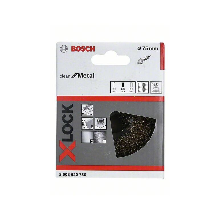 Bosch Topfbürste X-LOCK Clean for Metal, 75 mm, 0,3 mm, gewellte Messingbürste (2 608 620 730), image 