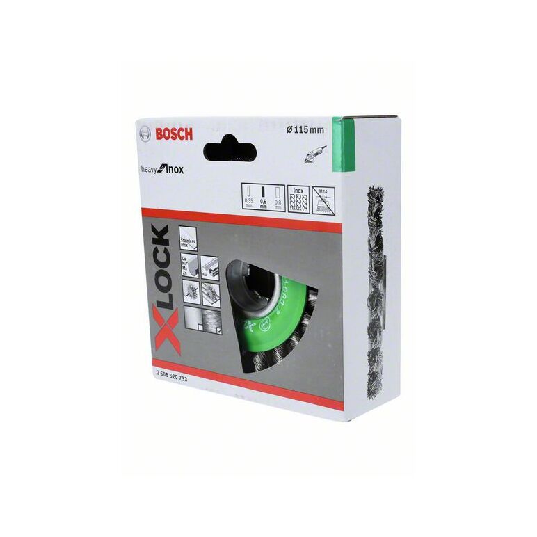 Bosch Scheibenbürste Heavy for Inox X-LOCK, gezopft, rostfrei, 115 mm, 0,5 mm (2 608 620 733), image 