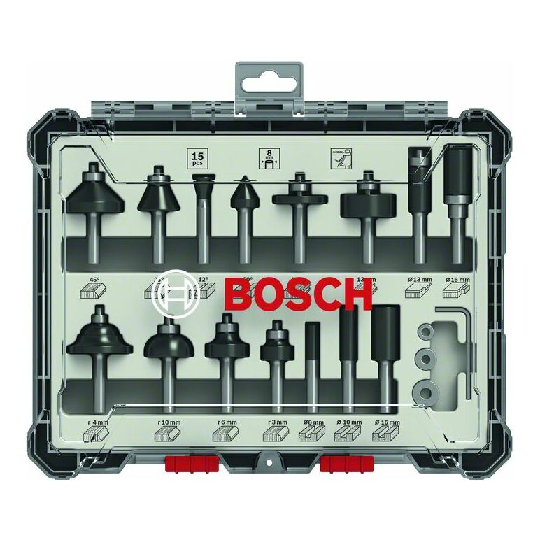 Bosch Fräser-Set, 8-mm-Schaft, 15-teilig (2 607 017 472), image 