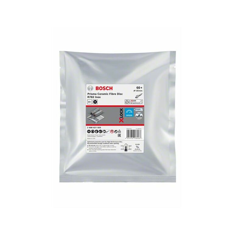 Bosch X-LOCK Prisma Ceramic Fiberscheibe, R782 Inox, 125 mm, 22,23 mm, G 60 (2 608 621 825), image 