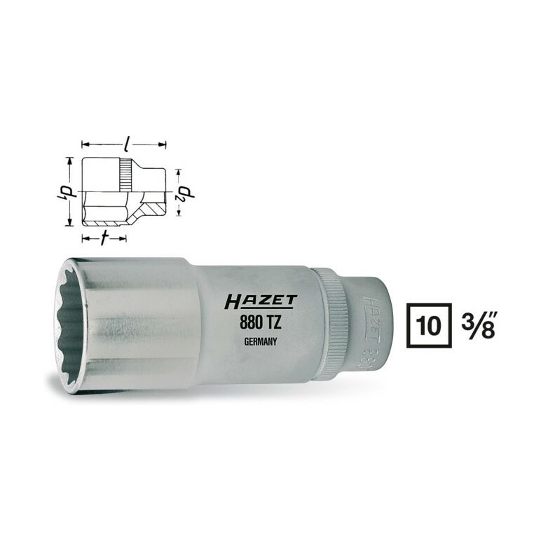 HAZET Doppel-6-Kant-Steckschlüssel-Einsatz 880TZ-10 s: 10 mm Vierkant hohl 10 mm (3/8"), image _ab__is.image_number.default
