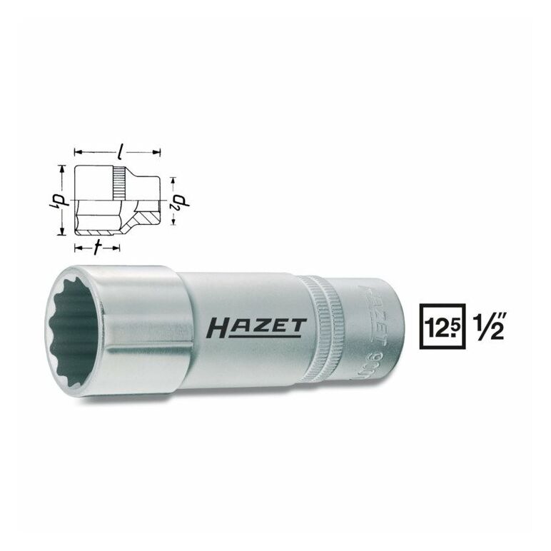 HAZET Doppel-6-Kant-Steckschlüssel-Einsatz 900TZ-11 s: 11 mm Vierkant hohl 12,5 mm (1/2"), image _ab__is.image_number.default