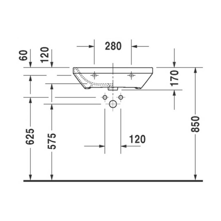 Duravit Waschtisch MED DURASTYLE ohne Überlauf, mit Hahnlochbank, 600 x 440 mm, 1 Hahnloch weiß, image _ab__is.image_number.default