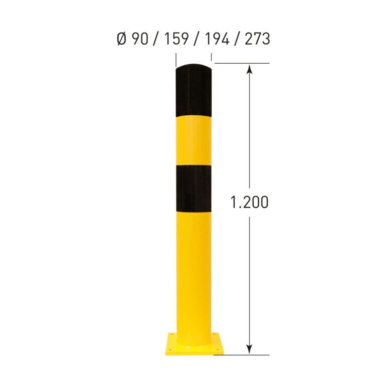 Moravia Rammschutz-Poller S Stahl schwarz/gelb 90 x 1200 mm zum Aufdübeln, image _ab__is.image_number.default