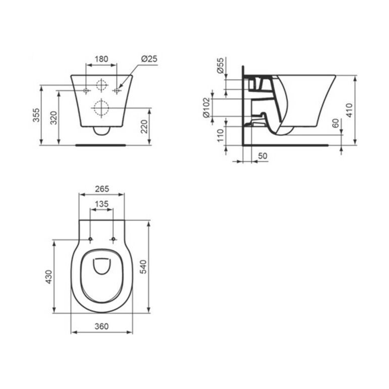 Ideal Standard Wand-Tiefspül-WC AquaBlade CONNECT AIR 360 x 540 x 350 mm weiß, image _ab__is.image_number.default