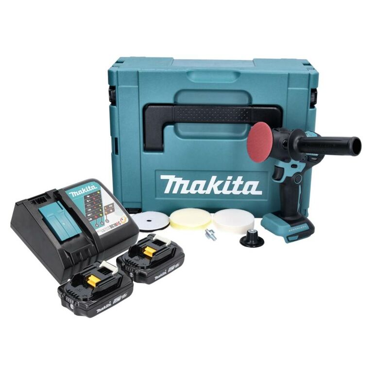 Makita DPV300RAJ Akku-Schleifpolierer 18V Brushless 80mm + 2x Akku 2,0Ah + Ladegerät + Koffer, image 