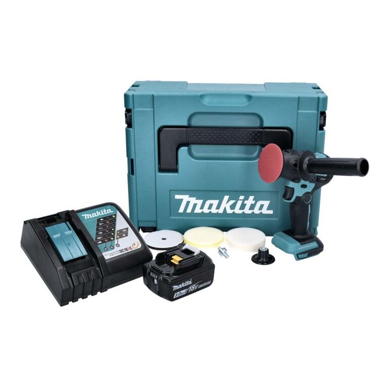 Makita DPV300RT1J Akku-Schleifpolierer 18V Brushless 80mm + 1x Akku 5,0Ah + Ladegerät + Koffer, image 