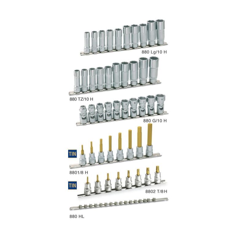 HAZET Steckschlüssel-Satz 8802T/8H Vierkant hohl 10 mm (3/8 Zoll) Innen TORX Profil T 15 - T 50 Anzahl Werkzeuge: 8, image 