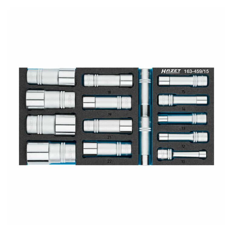 HAZET Steckschlüssel-Satz 163-459/15 Vierkant hohl 12,5 mm (1/2 Zoll) Außen-Sechskant-Tractionsprofil 10 - 32 Anzahl Werkzeuge: 15, image 