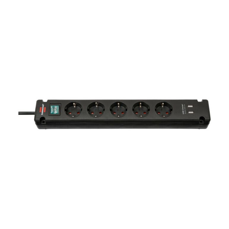 Brennenstuhl Bremounta Steckdosenleiste 5-fach mit USB-Ladefunktion schwarz, image 