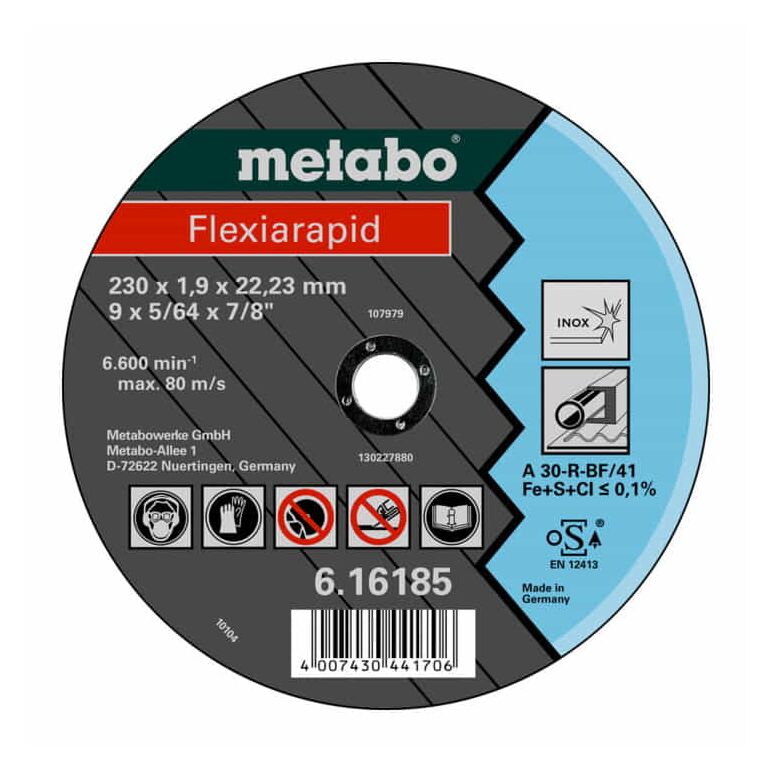 Metabo Flexiarapid 125x1,6x22,23 Inox, Trennscheibe, gerade Ausführung, image 