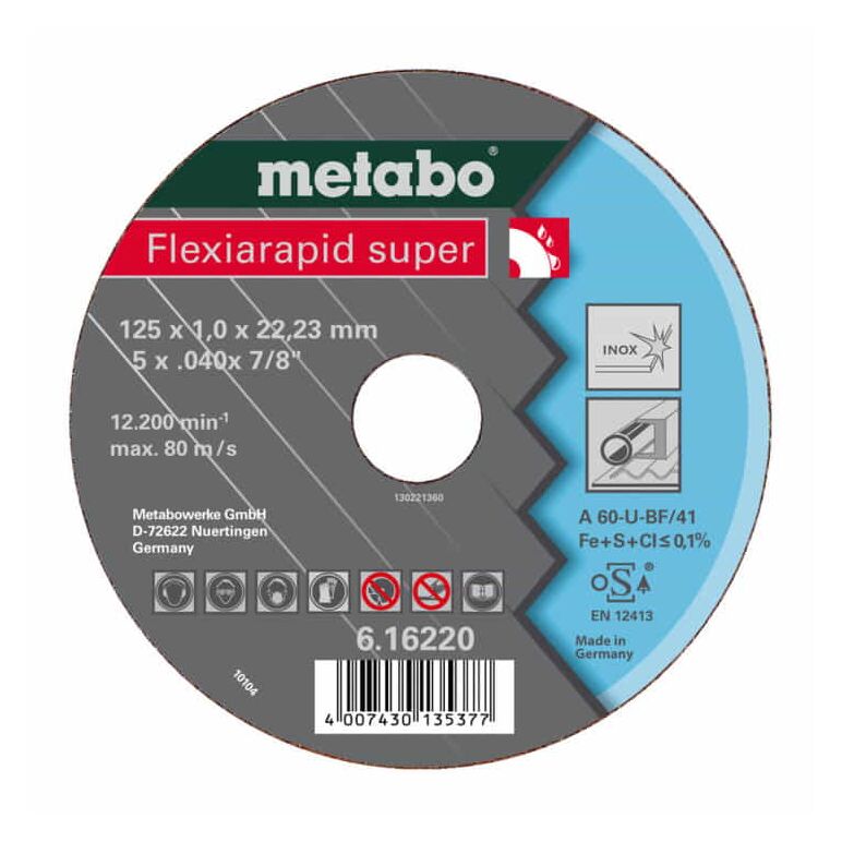 Metabo Flexiarapid super 115x1,6x22,23 Inox, Trennscheibe, gerade Ausführung, image 