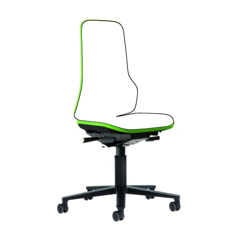 bimos Arbeitsstuhl Neon Basisstuhl mit Rollen Flexband grün Sitzhöhe 450-620 mm ohne Polster, image 