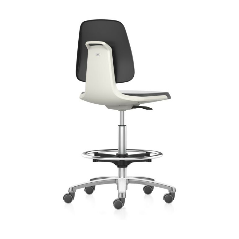bimos Arbeitsstuhl Labsit mit Rollen Sitzhöhe 560-810 mm Stoff Sitzschale weiß, image 