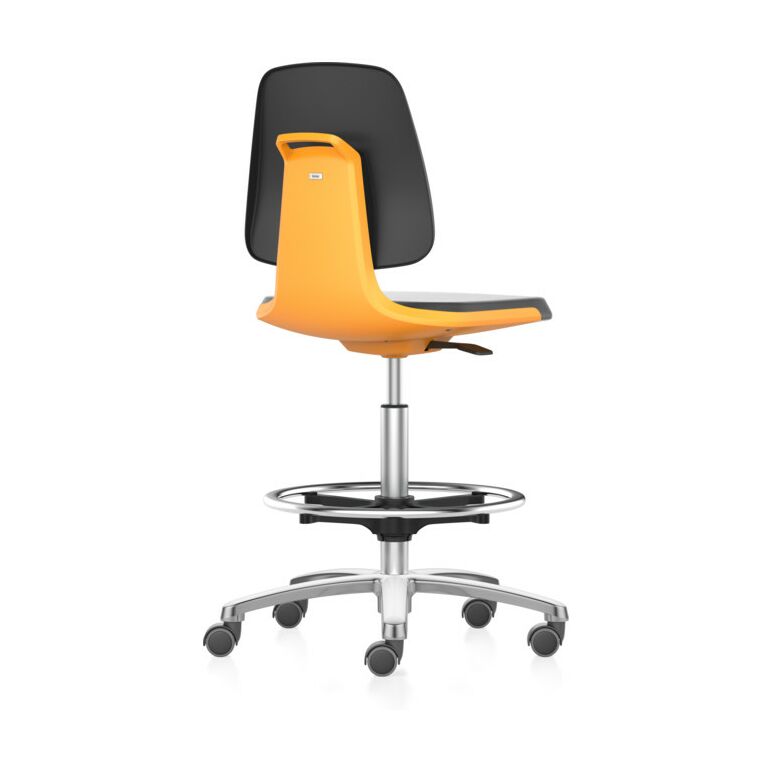 bimos Arbeitsstuhl Labsit mit Rollen Sitzhöhe 560-810 mm Supertec Sitzschale orange, image 