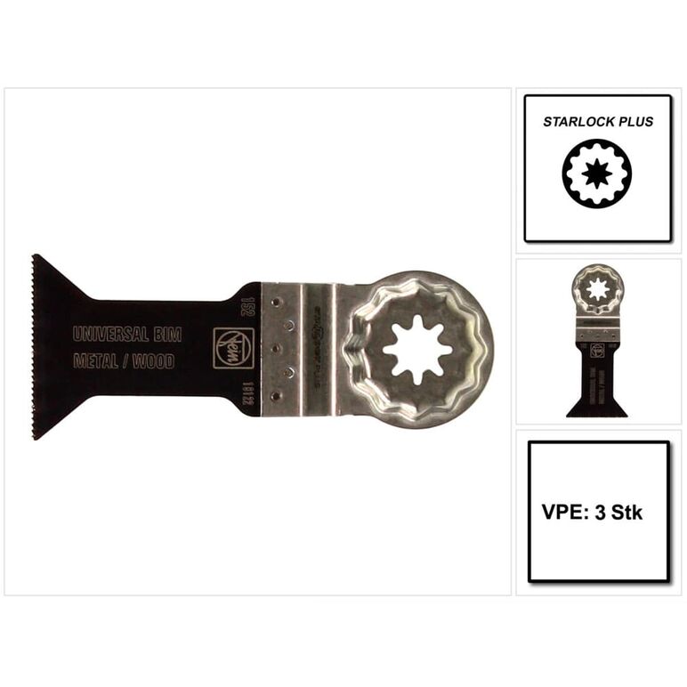 FEIN E-Cut Universal Starlock Plus Sägeblatt 3 Stk. 60 x 44 mm ( 63502152220 ) BI-Metall, image 