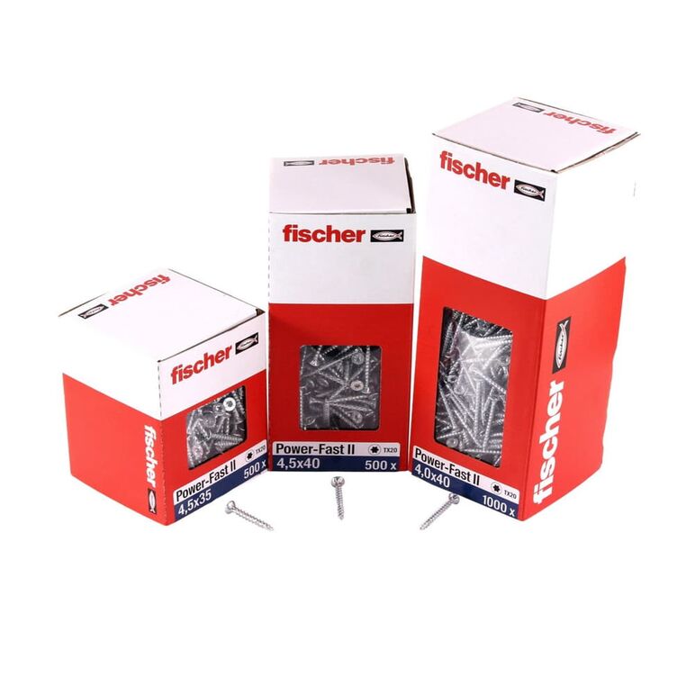 Fischer Power-Fast II FPF II Spanplattenschraube 4,0x35 mm 1000 Stück ( 670625 ) Senkkopf mit Torx Vollgewinde galvanisch verzinkt, blau passiviert, image 