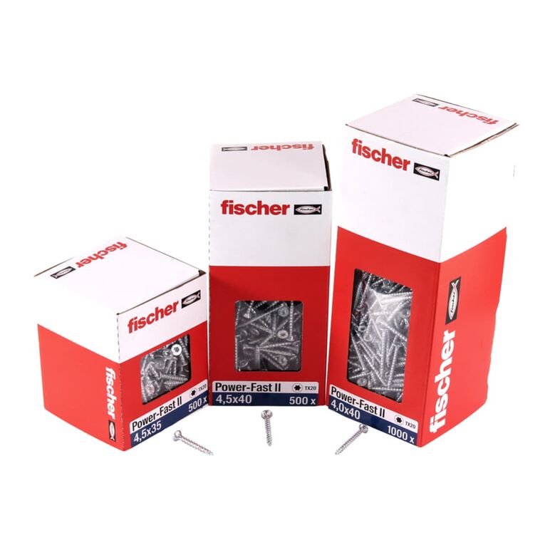 Fischer Power-Fast II FPF II Spanplattenschraube 4,0x40 mm 1000 Stück ( 670158 ) Senkkopf mit Torx Vollgewinde galvanisch verzinkt, blau passiviert, image 