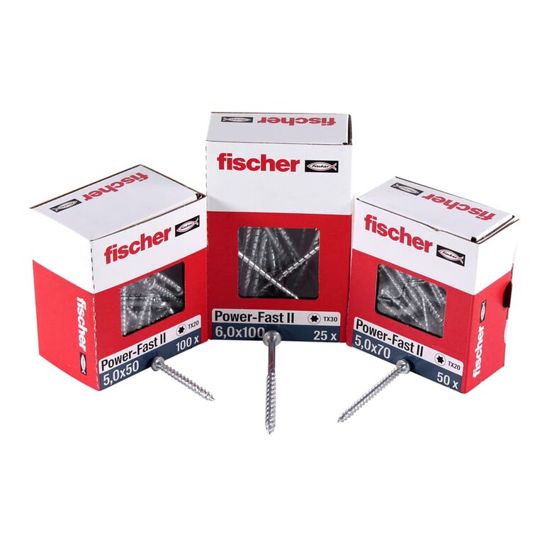 Fischer Power-Fast II FPF II Spanplattenschraube 5,0x80 mm 200 Stück ( 670383 ) Senkkopf mit Torx Teilgewinde galvanisch verzinkt, blau passiviert, image 