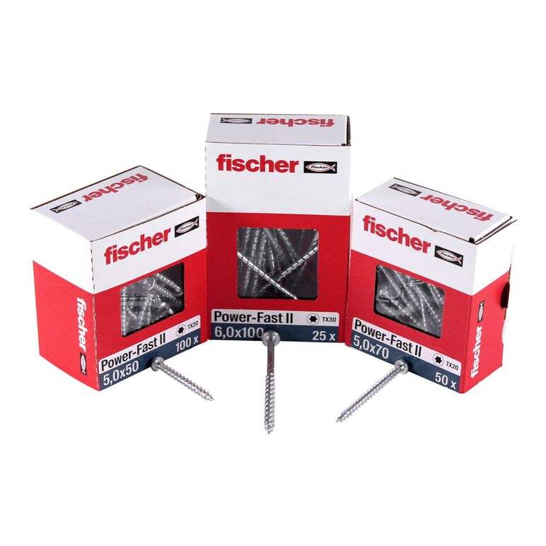 Fischer Power-Fast II FPF II Spanplattenschraube 6,0x130 mm 100 Stück ( 670461 ) Senkkopf mit Torx Teilgewinde galvanisch verzinkt, blau passiviert, image 