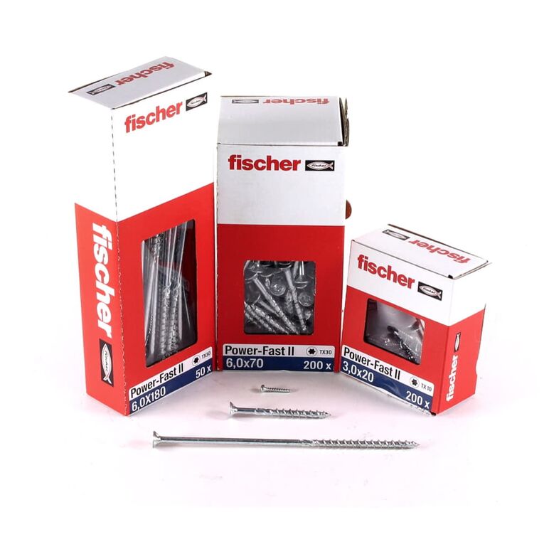 Fischer Power-Fast II FPF II Spanplattenschraube 6,0x60 mm 200 Stück ( 670482 ) Senkkopf mit Torx Teilgewinde galvanisch verzinkt, blau passiviert, image 