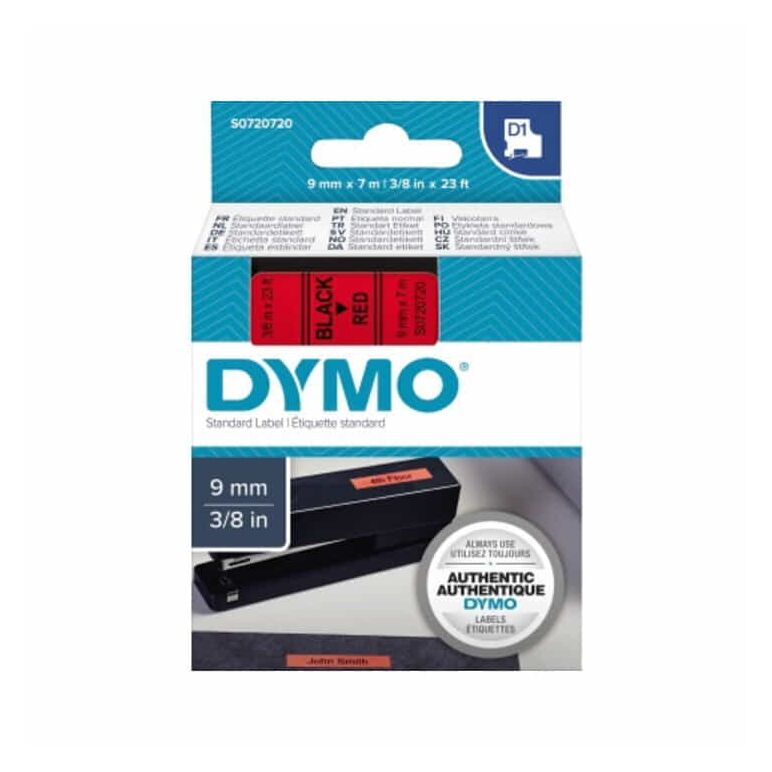DYMO Schriftbandkassette D1 S0720720 9mmx7m schwarz auf rot, image 