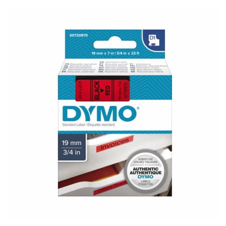 DYMO Schriftbandkassette D1 S0720870 19mmx7m sw auf rt, image 