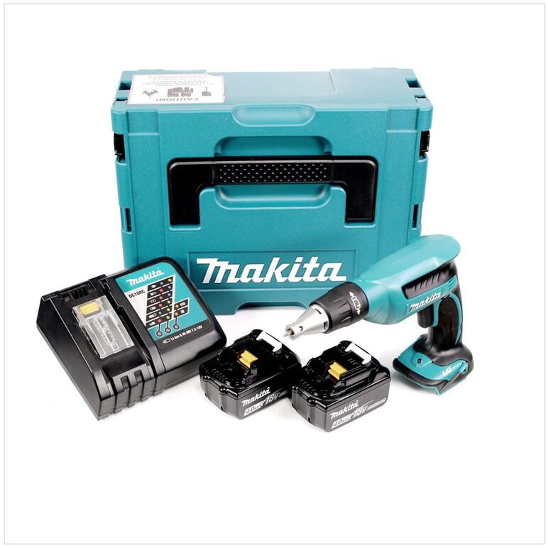Makita DFS451RFJ Akku-Trockenbauschrauber 18V 1/4" + 2x Akku 4Ah + Ladegerät + Koffer, image 