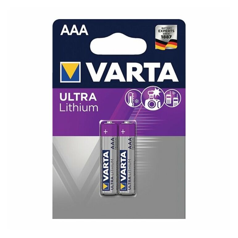 Varta Batterie Prof.Lithium 1,5 V AAA Micro 1100 mAh FR10G445 6103 2 St./Bl., image 
