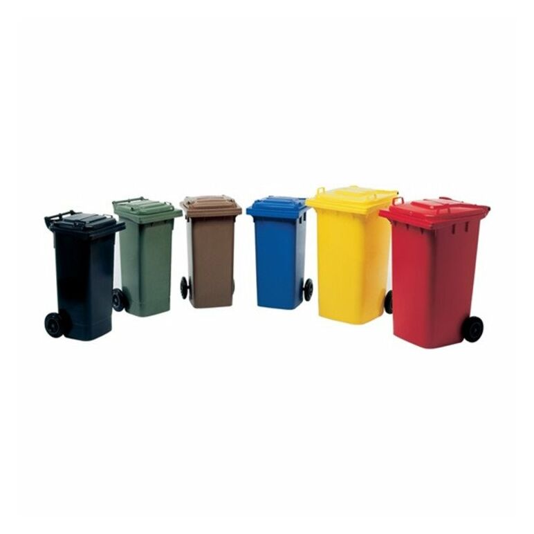 Müllgroßbehälter 240l grün aus Niederdruck-PE Rad-D.200mm, image 