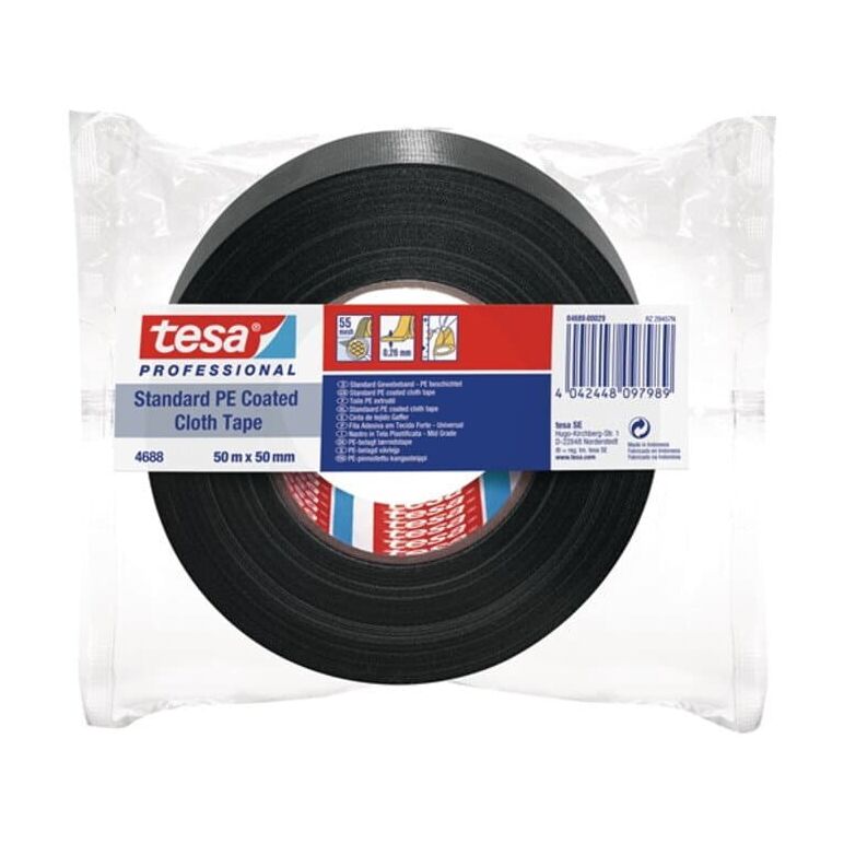 tesaband® PE-Reparaturband 4688 50m x 50mm schwarz PE-beschichtet, image 