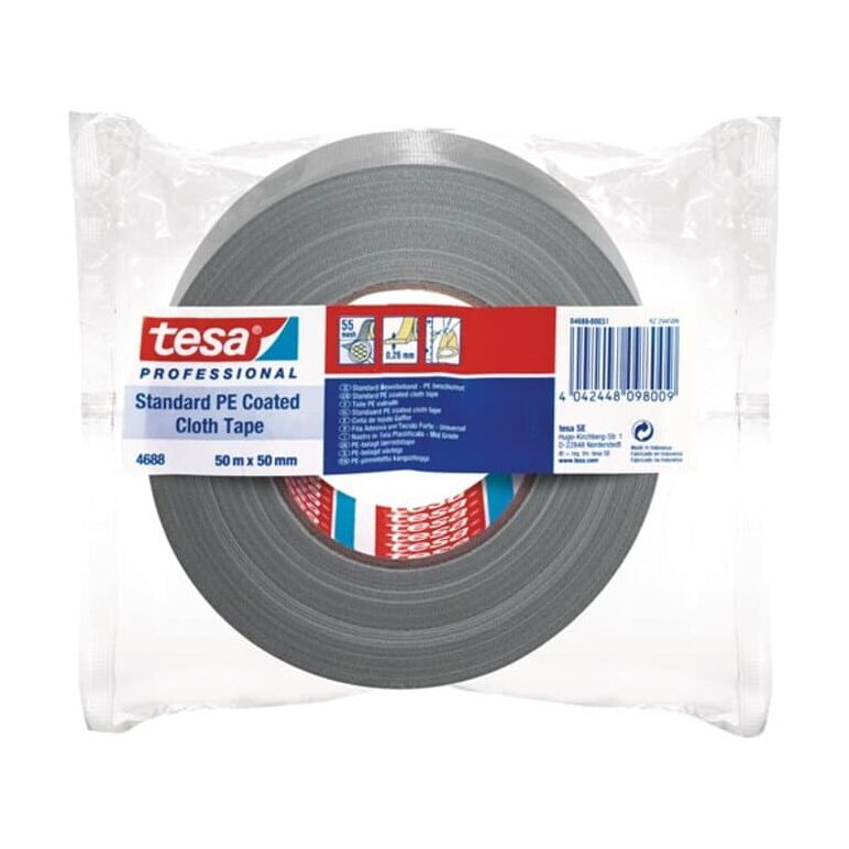 tesaband® PE-Reparaturband 4688 50m x 50mm silber PE-beschichtet, image 