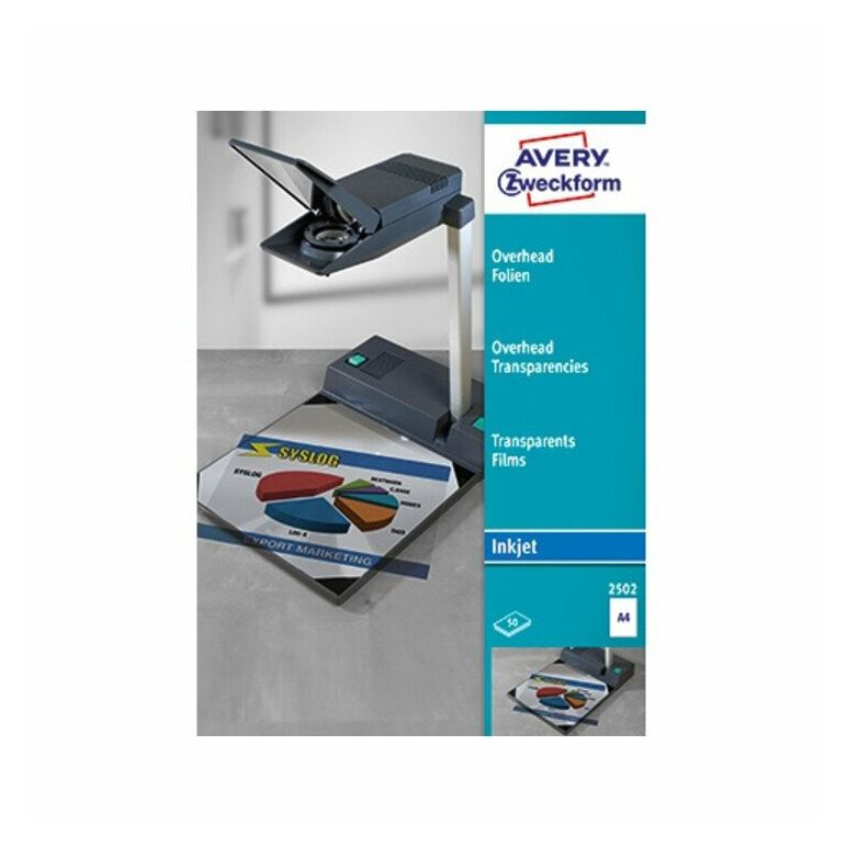 Avery Zweckform Inkjetfolie 2502 DIN A4 transparent 50 St./Pack., image 