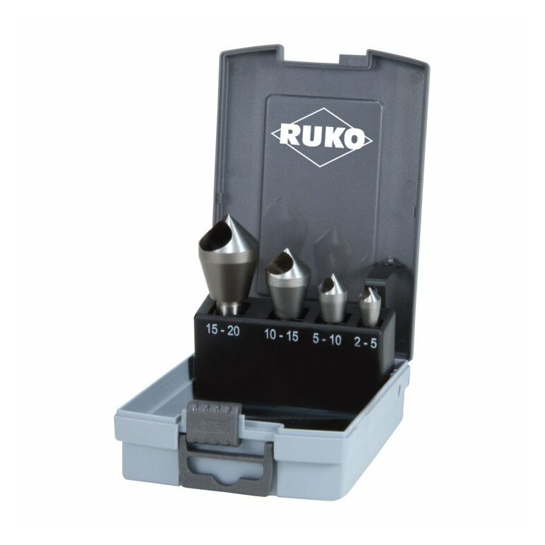 RUKO Querlochsenkersatz 2-5/5-10/10-15/15-20mm HSS 4 tlg. Ku.-Kassette, image 