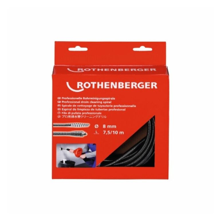 Rothenberger Spirale 8mm x 7,5m mit Werkzeugkupplung und Seele, image 