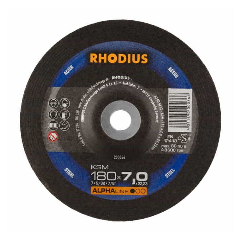 RHODIUS ALPHAline KSM Schruppscheibe 180 x 7,0 x 22,23 mm Stahl, image 
