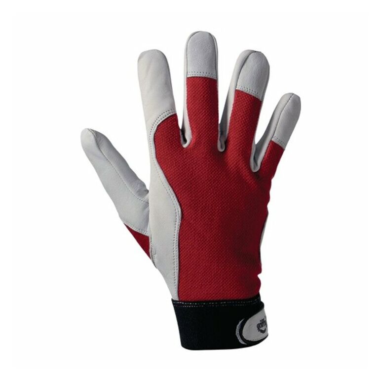 Handschuhe Griffy Gr.8 rot/naturfarben Ziegennappaleder/Interlock auf SB-Karte, image 
