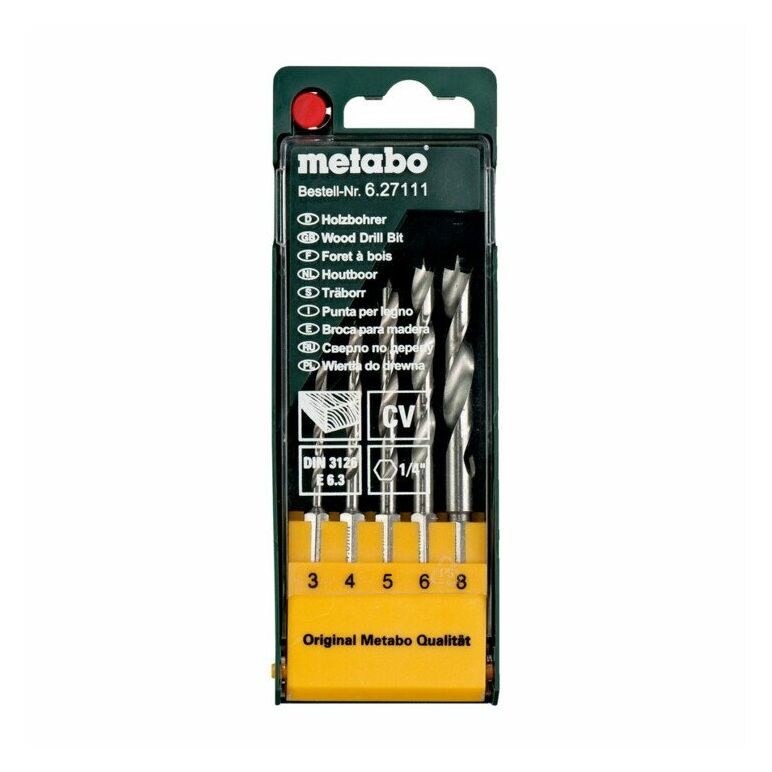 Metabo Holzbohrer-Kassette, 5-teilig E 6,3, image 