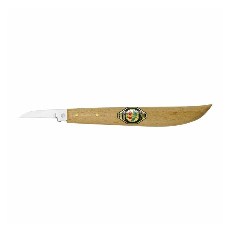 Kirschen Kerbschnitzmesser mit Holzheft mit rundem Rücken, gerader Schneide, image 
