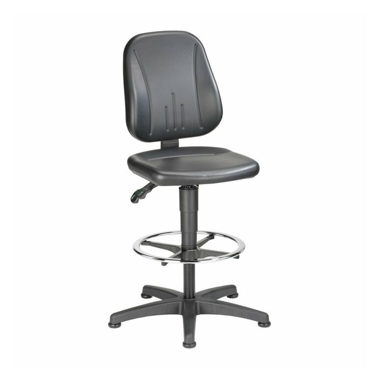 bimos Arbeitsdrehstuhl Unitec mit Gleiter und Fußring und Kunstleder schwarz Sitzhöhe 580-850 mm, image 