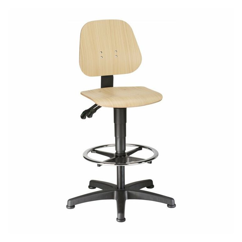 bimos Arbeitsdrehstuhl Unitec mit Gleiter und Fußring und Holz Sitzhöhe 580-850 mm, image 