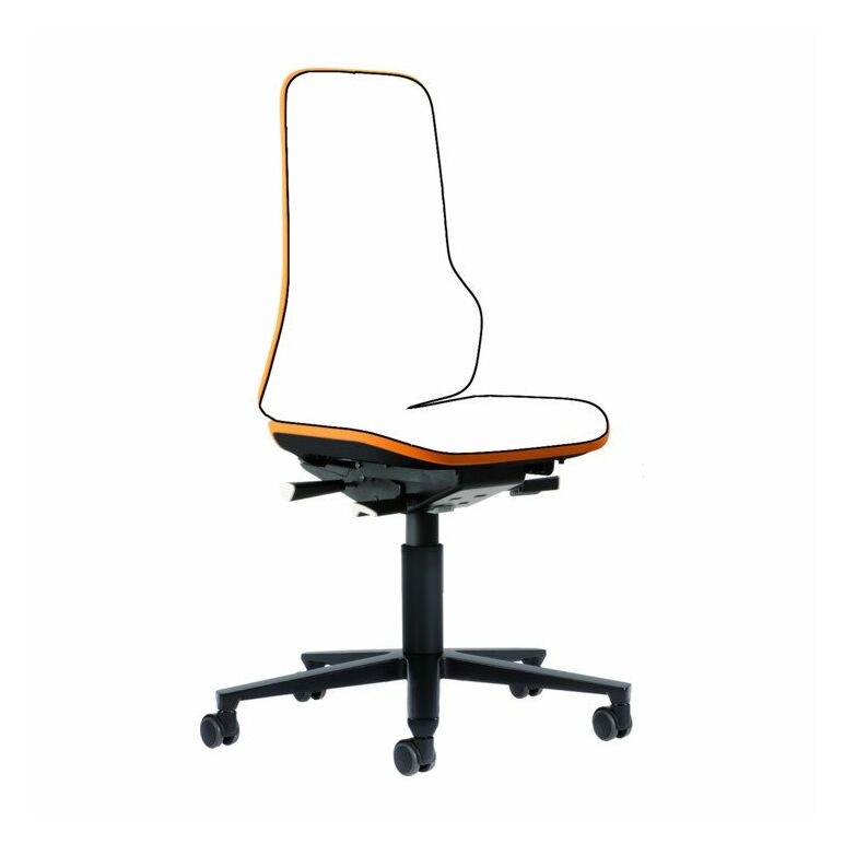 bimos Arbeitsstuhl Neon Basisstuhl mit Rollen Flexband orange Sitzhöhe 450-620 mm ohne Polster, image 