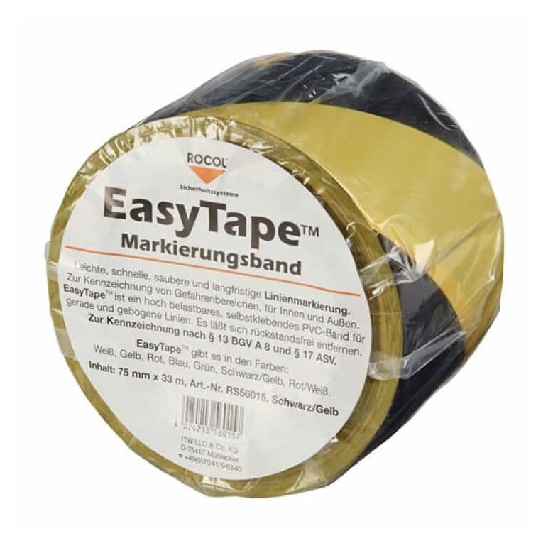 Bodenmarkierungsband Easy Tape PVC schwarz/gelb L.33m B.75mm Rl.ROCOL, image _ab__is.image_number.default