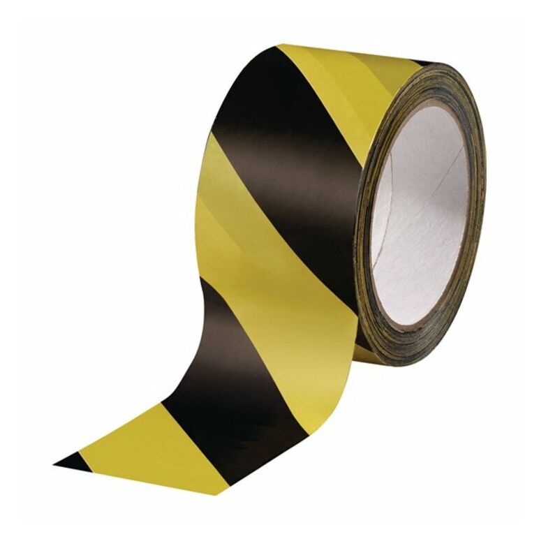 Warnmarkierungsband PVC schwarz/gelb L.66m B.60mm Rl., image 