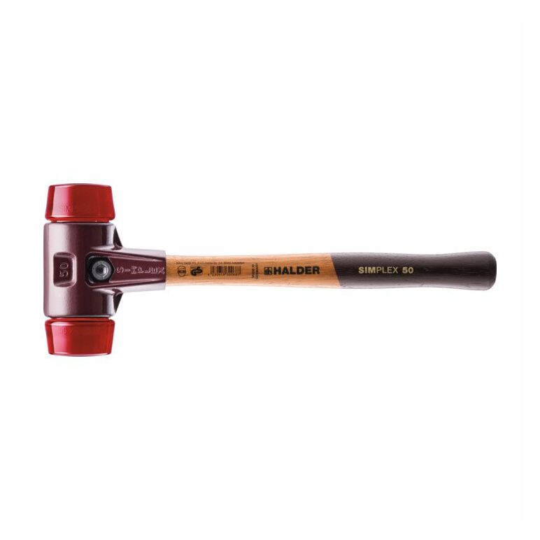 Halder SIMPLEX-Schonhammer mit Kunststoff-Einsätzen (rot) 30G mm, image 
