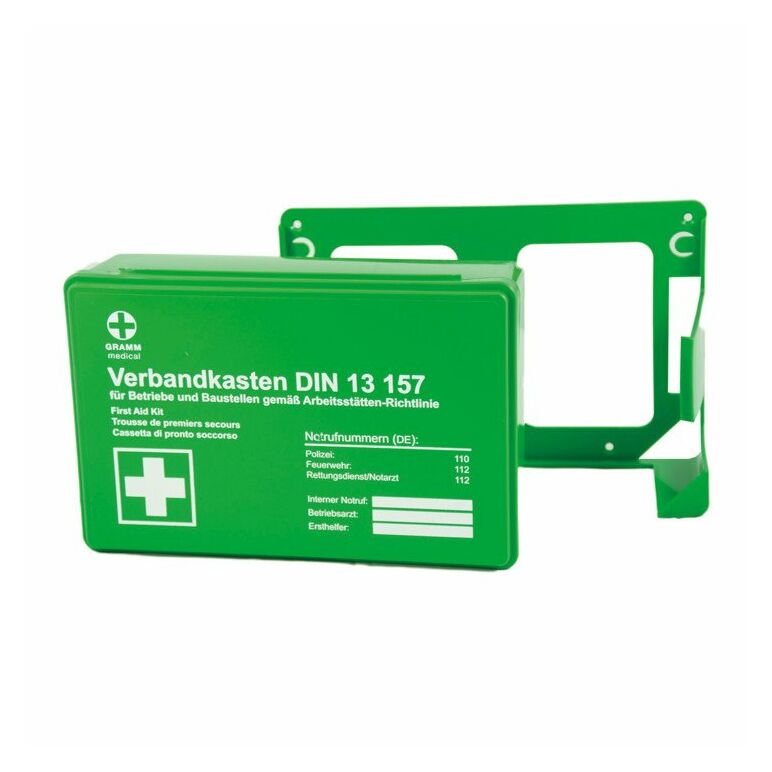 Gramm Medical Betriebsverbandkasten MINI + Wandhalterung, grün,  DIN 13 157, image 