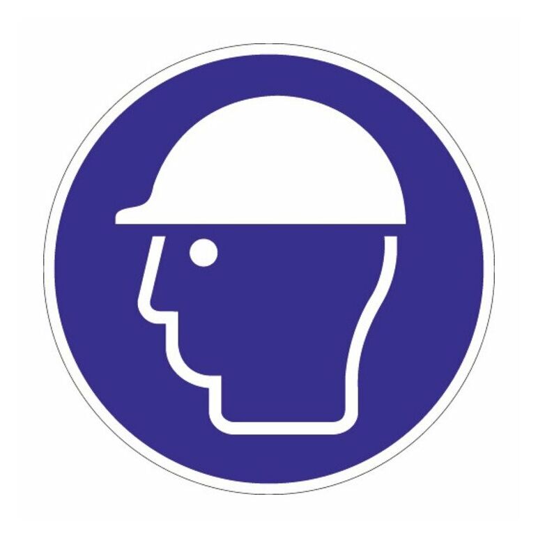 Folie Kopfschutz benutzen D.200mm blau/weiß ASR A1.3 DIN EN ISO 7010, image 