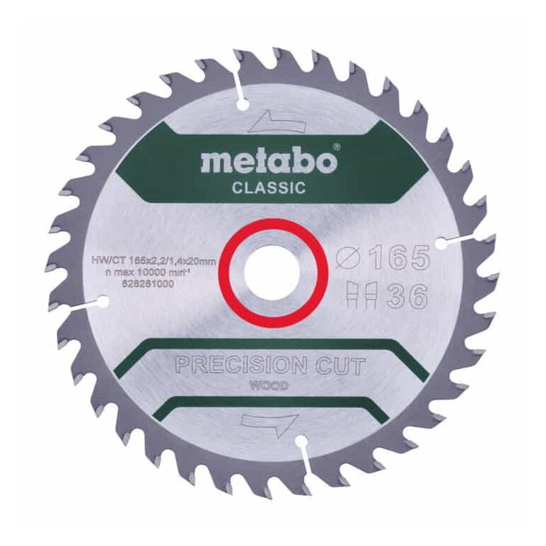 Metabo Sägeblatt "precision cut wood - classic", 160x2,2/1,4x20 Z36 WZ 10° /B, image 